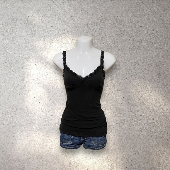 !! SOLD DO NOT BUY !! No Bo Black Lace Trim Cami Top - Picture 1 of 3